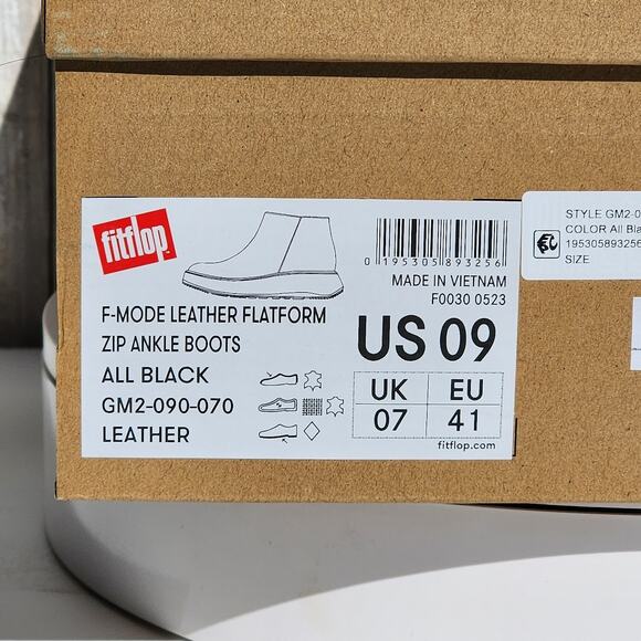 NEW - FitFlop Women's F-Mode Leather Flatform Zip Ankle Boots - Size 9 - Picture 12 of 12